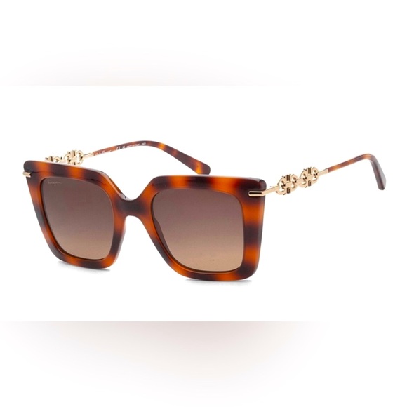 Ferragamo Black and Brown Tortoise Shell Sunglasses w/ Metal Frame- Comes w/Case - Picture 1 of 7